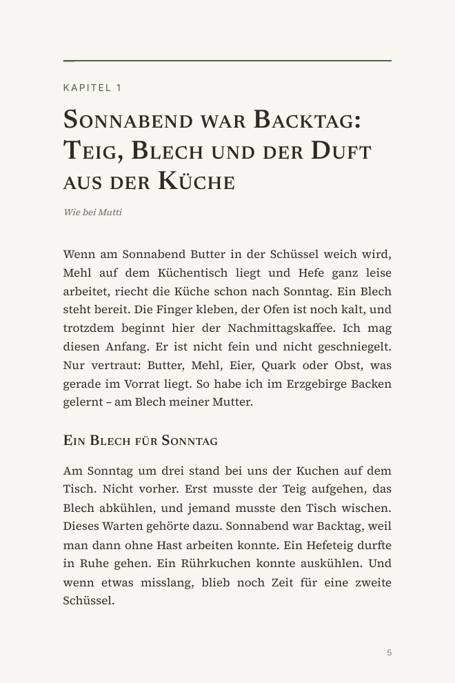Seite 5 — Sonnabend war Backtag: Teig, Blech und der Duft aus der Küche